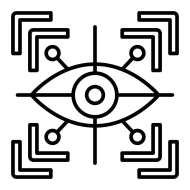 Göz Tarayıcı Simgesi, Basit Siyah ve Beyaz Vektör İllüstrasyonu