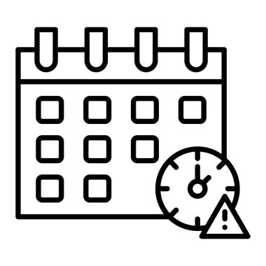 Teslim Tarihi Simgesi, Basit Siyah ve Beyaz Vektör İllüstrasyonu