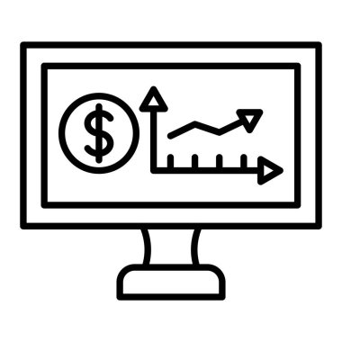 Gelir Simgesi, Basit Siyah ve Beyaz Vektör İllüstrasyonu