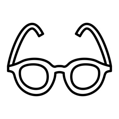 Gözlük Simgesi, Basit Siyah ve Beyaz Vektör İllüstrasyonu