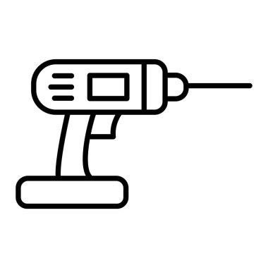 Matkap Simgesi, Basit Siyah ve Beyaz Vektör İllüstrasyonu