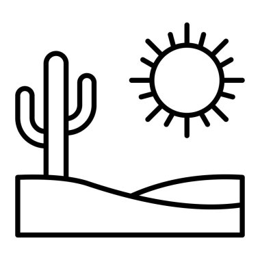 Çöl Simgesi, Basit Siyah ve Beyaz Vektör İllüstrasyonu