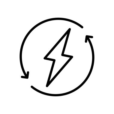 Yenilenen Enerji Hattı simgesi, Basit Siyah ve Beyaz Vektör İllüstrasyonu