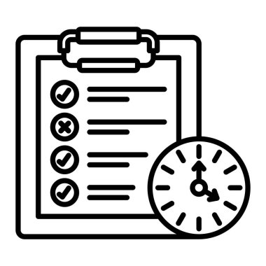 Planlayıcı Simgesi, Basit Siyah ve Beyaz Vektör İllüstrasyonu