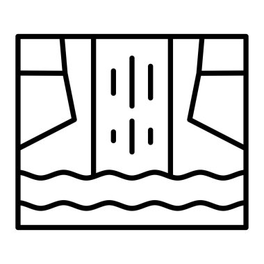 Şelale Simgesi, Basit Siyah ve Beyaz Vektör İllüstrasyonu