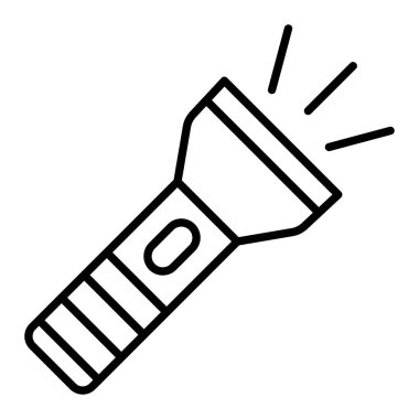 Flash Light Simgesi, Basit Siyah ve Beyaz Vektör İllüstrasyonu