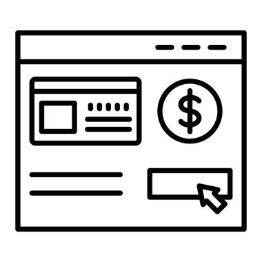 Kart Ödeme Çizgisi simgesi, Basit Siyah ve Beyaz Vektör İllüstrasyonu