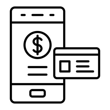 Ödeme Simgesi, Basit Siyah ve Beyaz Vektör İllüstrasyonu