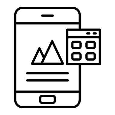 Grafik Tableti Simgesi, Basit Siyah ve Beyaz Vektör İllüstrasyonu