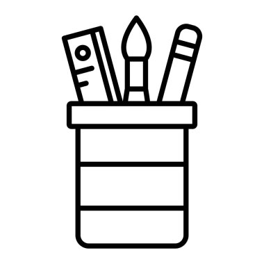 Kırtasiye Simgesi, Basit Siyah ve Beyaz Vektör İllüstrasyonu