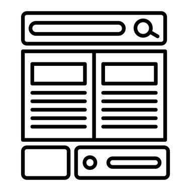 Web Tasarım Simgesi, Basit Siyah ve Beyaz Vektör İllüstrasyonu