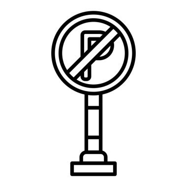 Park Simgesi Yok, Basit Siyah ve Beyaz Vektör İllüstrasyonu