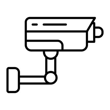 CCTV Simgesi, Basit Siyah ve Beyaz Vektör İllüstrasyonu
