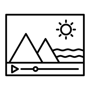 Video Oynatıcı Simgesi, Basit Siyah ve Beyaz Vektör İllüstrasyonu