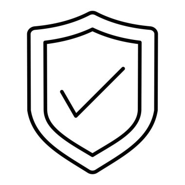 Kalkan Simgesi, Basit Siyah ve Beyaz Vektör İllüstrasyonu