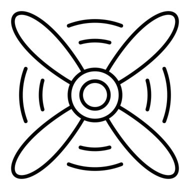 Pervane Simgesi, Basit Siyah ve Beyaz Vektör İllüstrasyonu