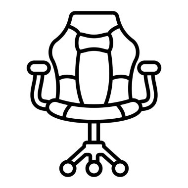 Oyun Sandalyesi Simgesi, Basit Siyah ve Beyaz Vektör İllüstrasyonu