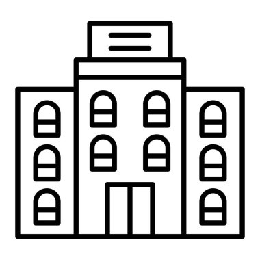 Otel Simgesi, Basit Siyah ve Beyaz Vektör İllüstrasyonu