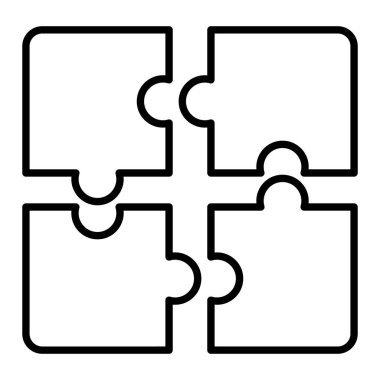 Bulmaca Simgesi, Basit Siyah ve Beyaz Vektör İllüstrasyonu