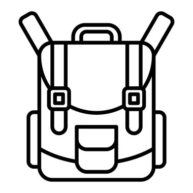 Sırt Çantası Simgesi, Basit Siyah ve Beyaz Vektör İllüstrasyonu