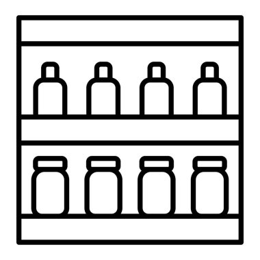 Raflar çizgisi simgesi, Basit Siyah ve Beyaz Vektör İllüstrasyonu