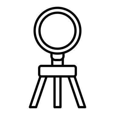 Ring Light Simgesi, Basit Siyah ve Beyaz Vektör İllüstrasyonu