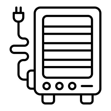 Elektrik Isıtıcı Simgesi, Basit Siyah ve Beyaz Vektör İllüstrasyonu