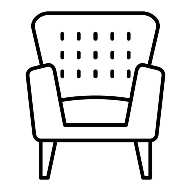 Kol Koltuğu Simgesi, Basit Siyah ve Beyaz Vektör İllüstrasyonu