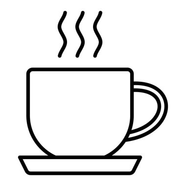 Kahve Simgesi, Sade Siyah ve Beyaz Vektör İllüstrasyonu