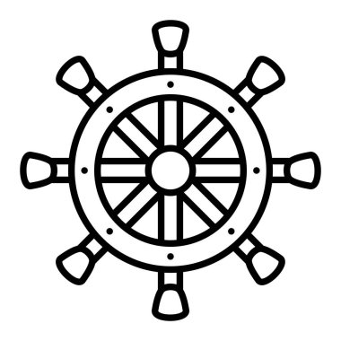 Dümen Simgesi, Basit Siyah ve Beyaz Vektör İllüstrasyonu