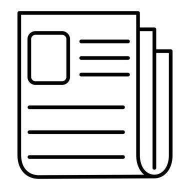 Gazete Simgesi, Basit Siyah ve Beyaz Vektör İllüstrasyonu