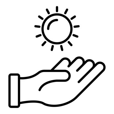 Neşeli Parlak Çizgi simgesi, Basit Siyah ve Beyaz Vektör İllüstrasyonu