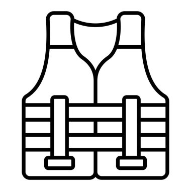 Life Jacket marka simgesi, Basit Siyah ve Beyaz Vektör İllüstrasyonu