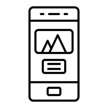 Mobil Simge, Basit Siyah ve Beyaz Vektör İllüstrasyonu