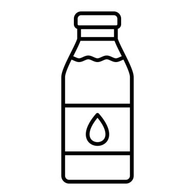 Süt Simgesi, Basit Siyah ve Beyaz Vektör İllüstrasyonu