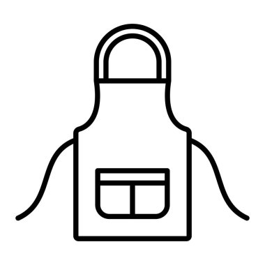 Önlük Simgesi, Basit Siyah ve Beyaz Vektör İllüstrasyonu