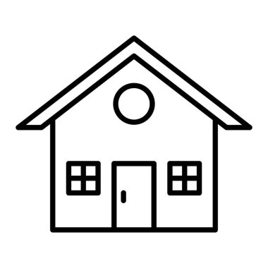 Simge Evi, Basit Siyah ve Beyaz Vektör İllüstrasyonu