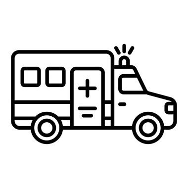 Ambulans Simgesi, Basit Siyah ve Beyaz Vektör İllüstrasyonu