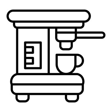 Kahve Yapıcı Simgesi, Basit Siyah ve Beyaz Vektör İllüstrasyonu