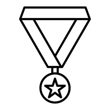 Ödül Simgesi, Basit Siyah ve Beyaz Vektör İllüstrasyonu