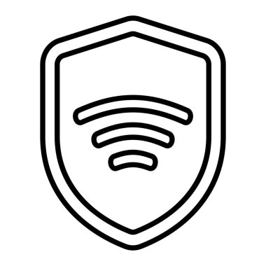 Kalkan Simgesi, Basit Siyah ve Beyaz Vektör İllüstrasyonu