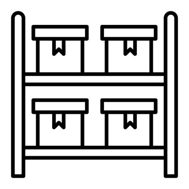 Envanter Simgesi, Basit Siyah ve Beyaz Vektör İllüstrasyonu