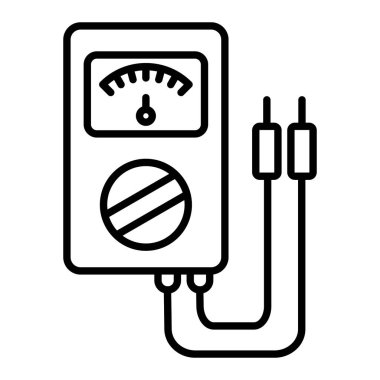 Voltmetre Simgesi, Basit Siyah ve Beyaz Vektör İllüstrasyonu