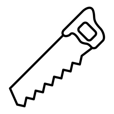 Testere Simgesi, Basit Siyah ve Beyaz Vektör İllüstrasyonu