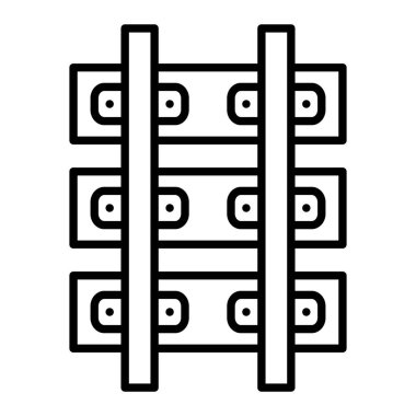 Demiryolu Simgesi, Basit Siyah ve Beyaz Vektör İllüstrasyonu