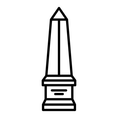 Dikilitaş Simgesi, Basit Siyah ve Beyaz Vektör İllüstrasyonu