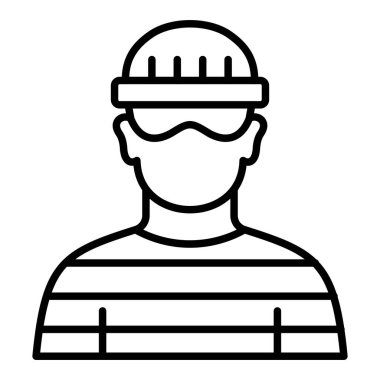 Hırsız çizgisi simgesi, Basit Siyah ve Beyaz Vektör İllüstrasyonu