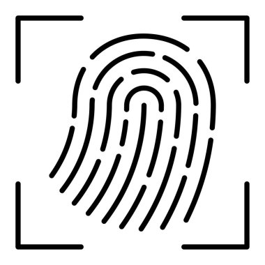 Parmak izi Tarayıcı Simgesi, Basit Siyah ve Beyaz Vektör İllüstrasyonu
