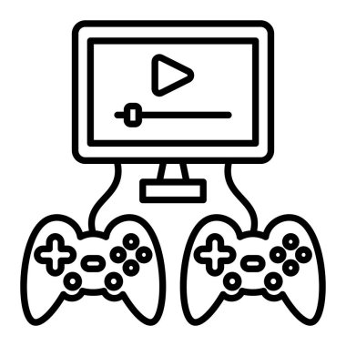 Battle Icon, Basit Siyah ve Beyaz Vektör İllüstrasyonu