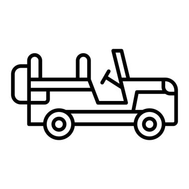 Jeep Simgesi, Basit Siyah ve Beyaz Vektör İllüstrasyonu